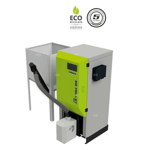 Kocioł na pellet VITECO HEAT EG PELLET MINI B F 16 kW z przyłączem c.o. z zasobnikiem o pojemności 300 l