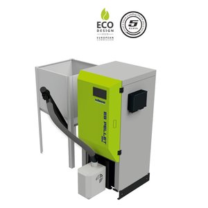 EG-PELLET MINI 35 (kocioł na pellet o mocy 35 kW, z palnikiem samoczyszczącym Peletix zamontowanym od frontu, z zasobnikiem pelletu o pojemności 700 litrów, VITECO