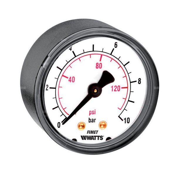 Manometr z rurką Bourdona WATTS M3A-ABS B/R+C+QK+LF+QISP 0-6 bar 1/4'' aksjalny fi 63 mm, obudowa z tworzywa sztucznego