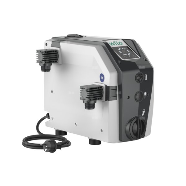 Wilo-Isar BOOST5-E-3 hydrofor premium dla stabilnego ciśnienia w domu i ogrodzie. Wyposażony w pompę samozasysająca i wszelskie niezbędne elementy sterująco-regulujące.